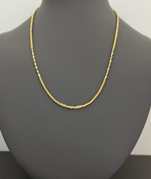 22KT GOLD TWO TONE CHAIN 9.2GM 18"