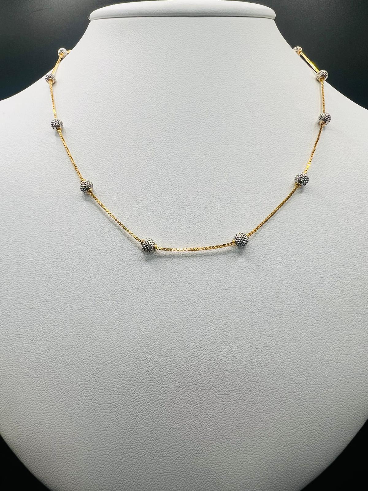22KT Two-Tone Gold Beaded Chain 7.2gm
