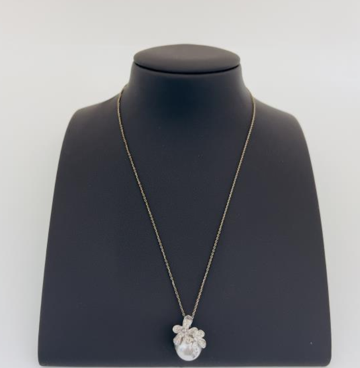 18KT DIAMOND NECKLACE GROSS WT: 6.86GM, GOLD WT: 4.08GM, DIA WT: 0.43CT