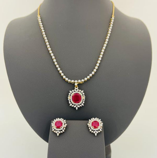 18KY DIAMOND/RUBY NECKLACE ONLY, GW: 17.16GM, DIA WT: 1.30CT, RUBY: 8.63CT