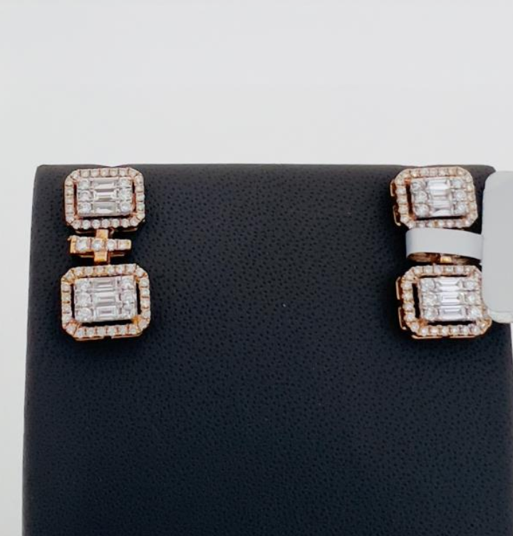 18KR DIA EARRINGS GR WT: 4.73GM, GOLD WT:4.5GM, DIA WT: 1.12CT