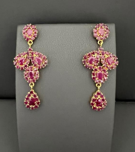 22KT Gold Ruby Earrings 11.1 GM