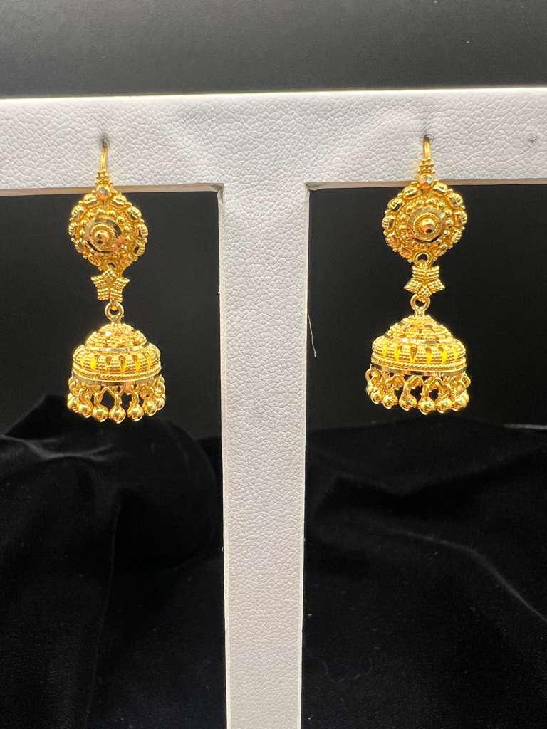 22KT Gold Drop Jhumka Earrings 6.9GM