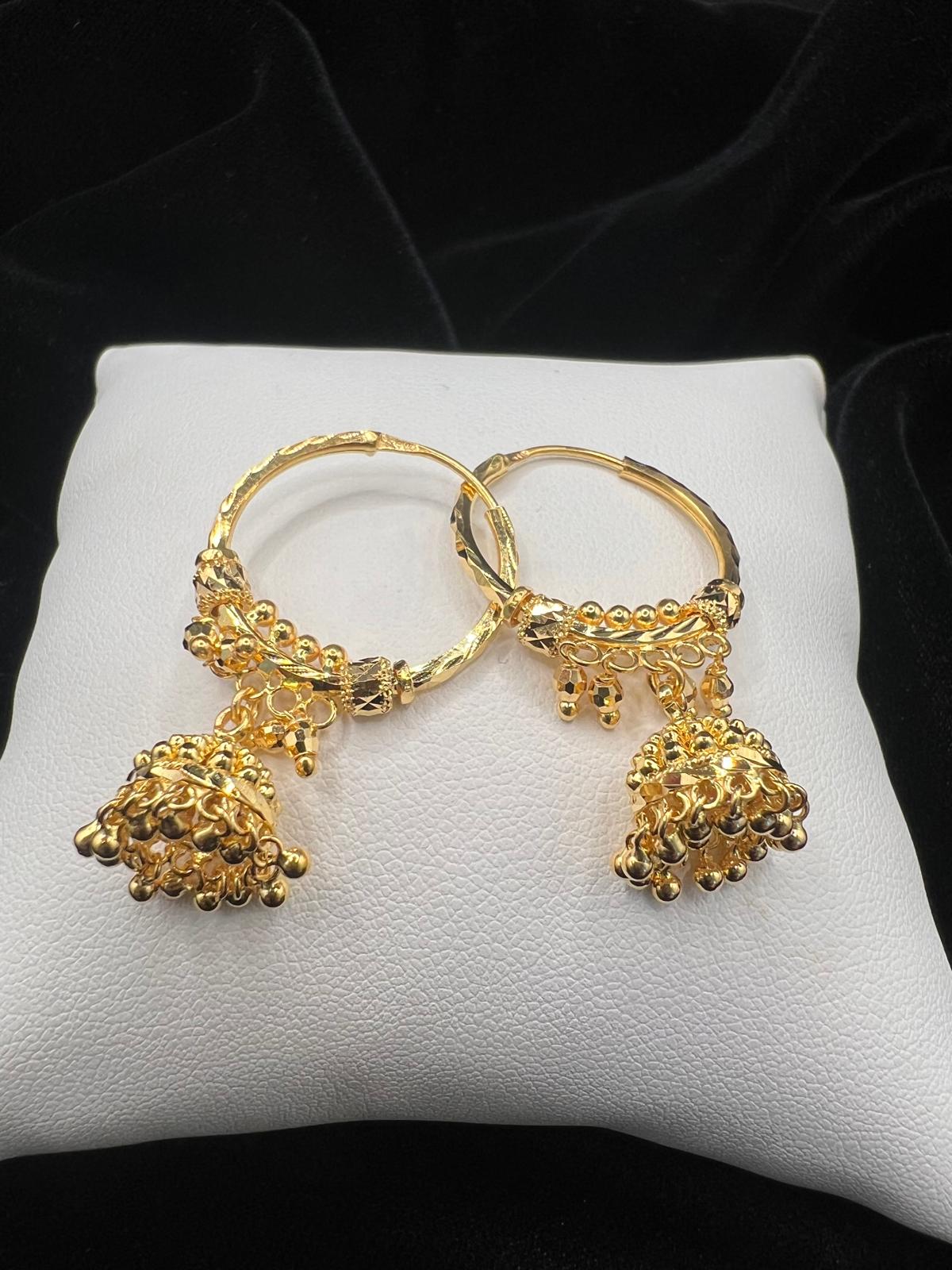 22KT Jhumki Hoop Earrings 7.6gm