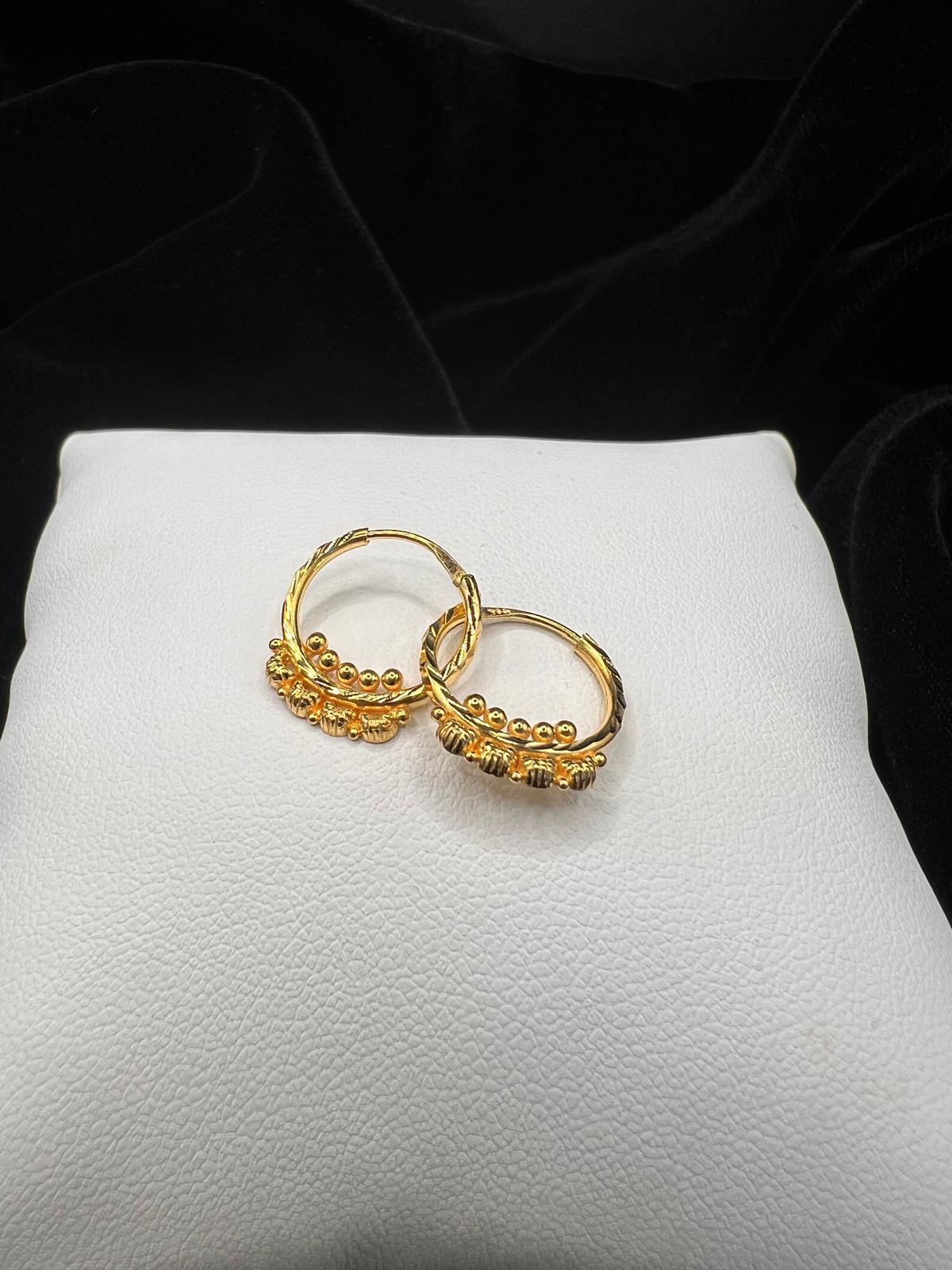 22KT Classic Bead Hoop Earrings 1.4gm