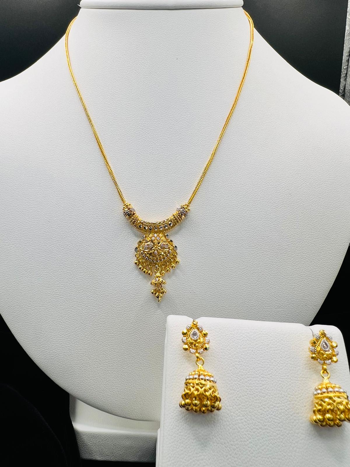 22KT Royal Jhumki Pendant Set 15.9gm
