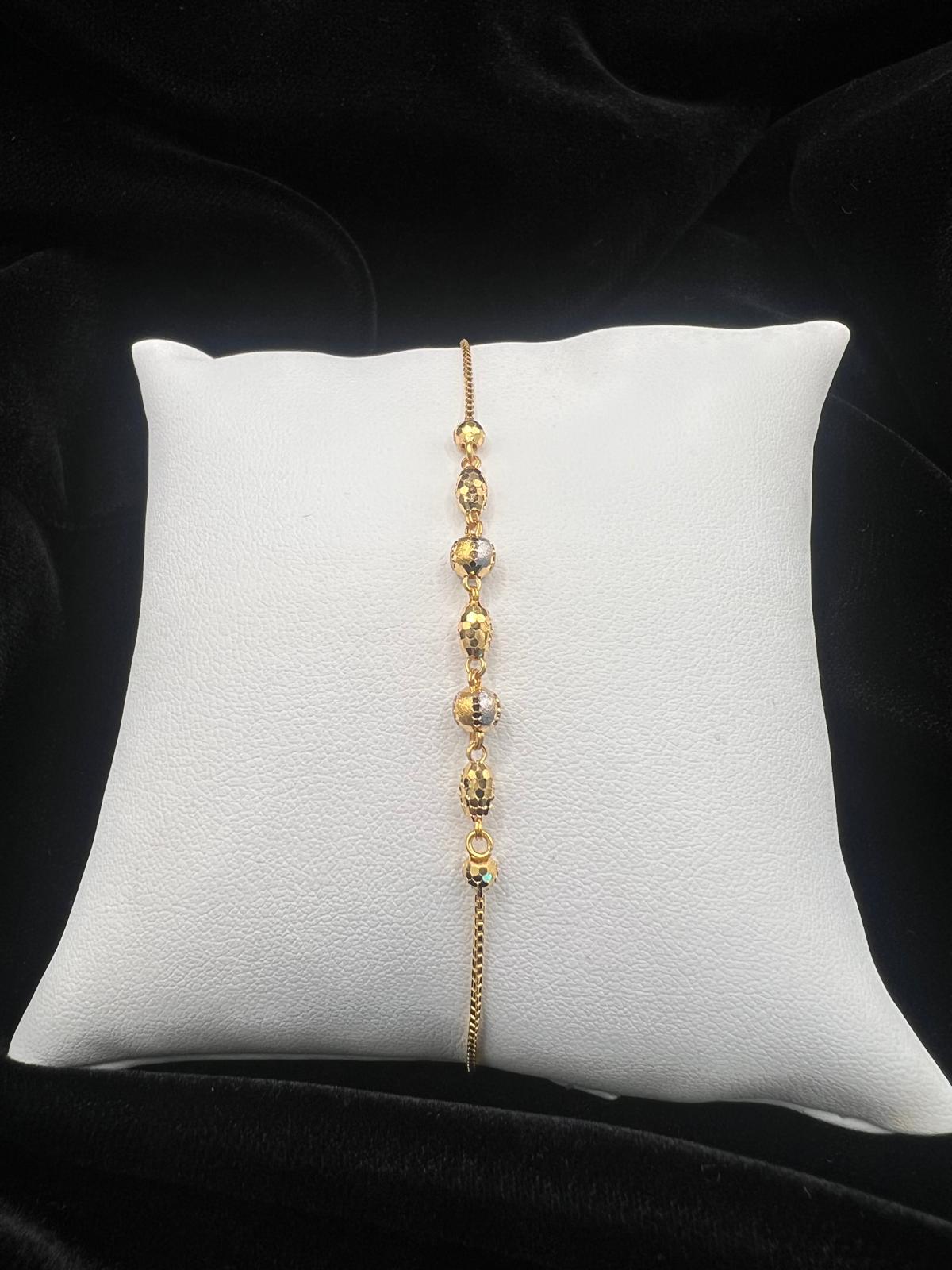 22KT Gold Beaded Chain Bracelet 2.9gm