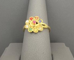 22KT GOLD NAVRATAN LADIES RING 4.8GM