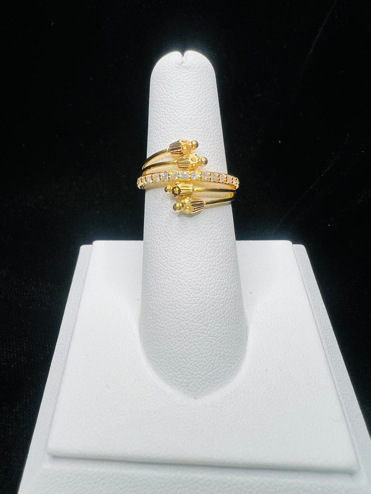 22KT Gold Multi-Band CZ Ring 3.2gm