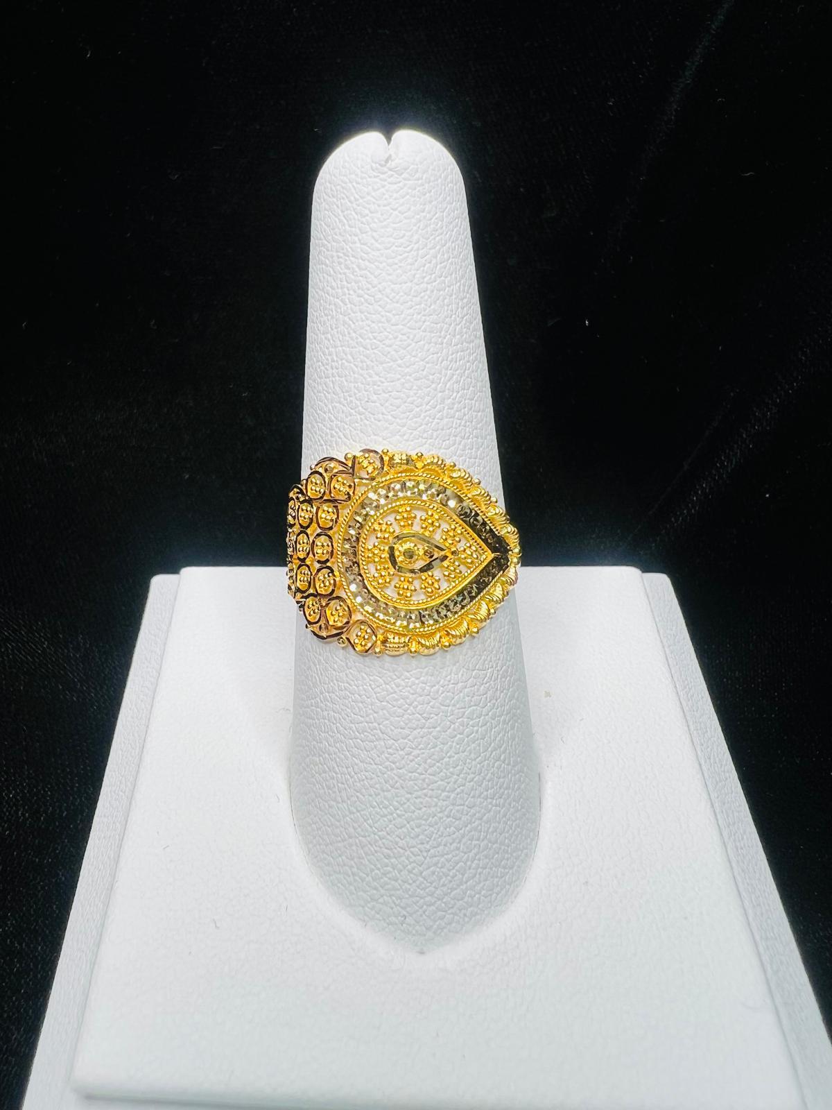 22KT Gold Teardrop Statement Ring 3.3gm