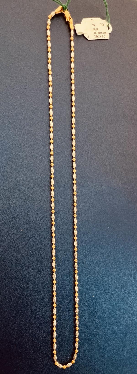 22KT GOLD CHAIN 16" TWO TONE 7.3GM