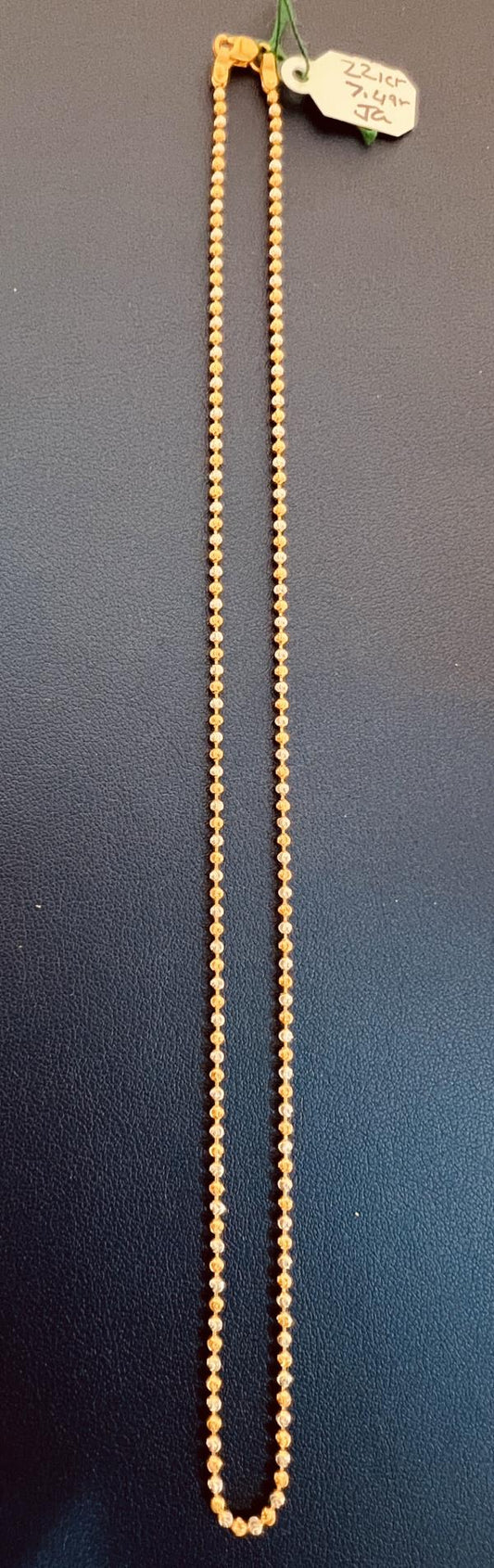22KT GOLD CHAIN 17" TWO TONE 7.4GM