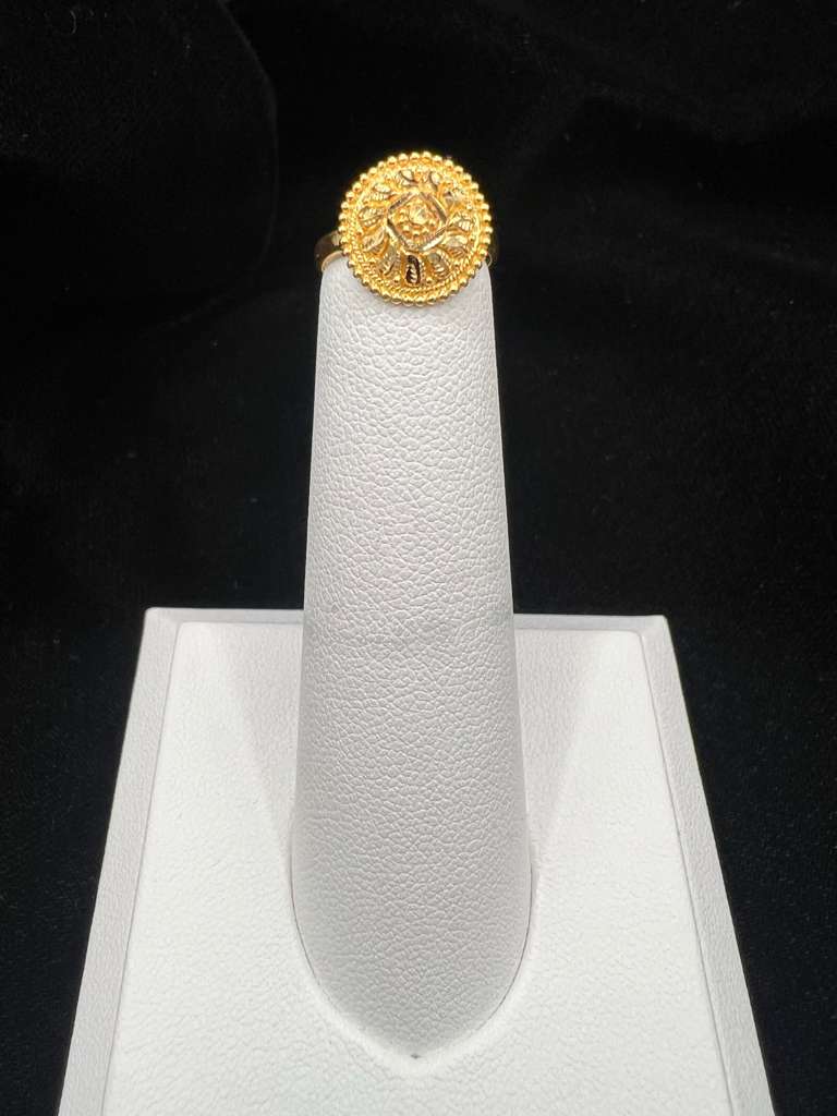 22KT Gold Baby Ring with Round Floral Design 1.5G
