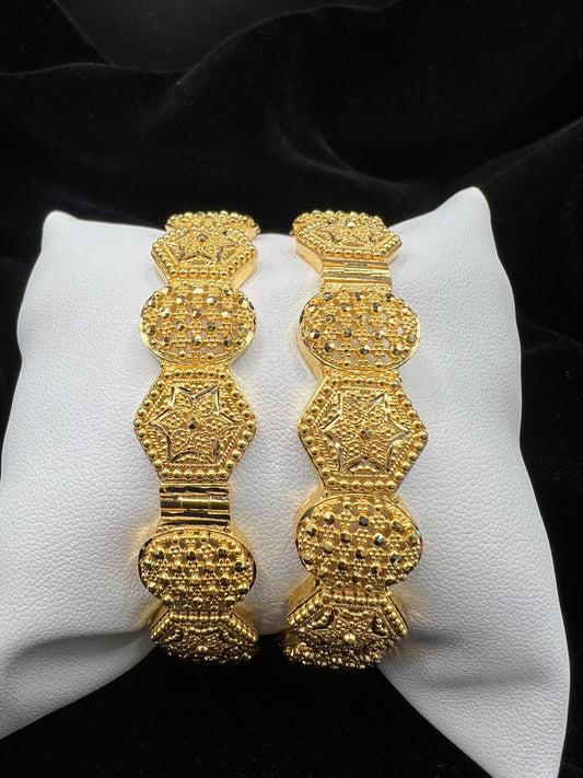 22KT Gold Traditional Geometric Bangles 25.9gm (each)