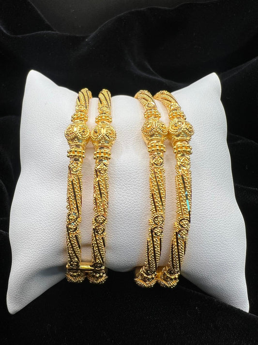 22KT Gold Ornate Traditional Bangles 28.8gm (each)