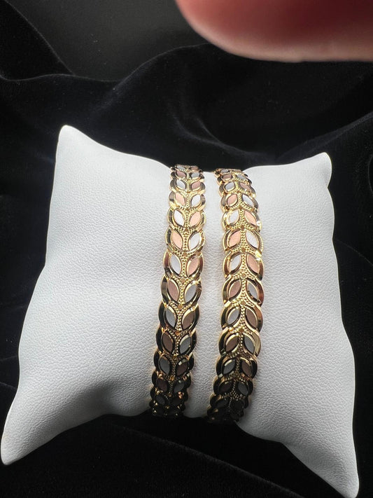 22KT Gold Tone Leaf Design Bangles 18.3gm (each)
