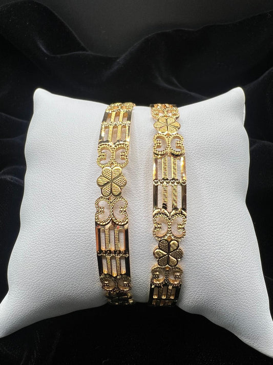 22KT Gold Floral & Geometric Bangles 18.1gm (each)