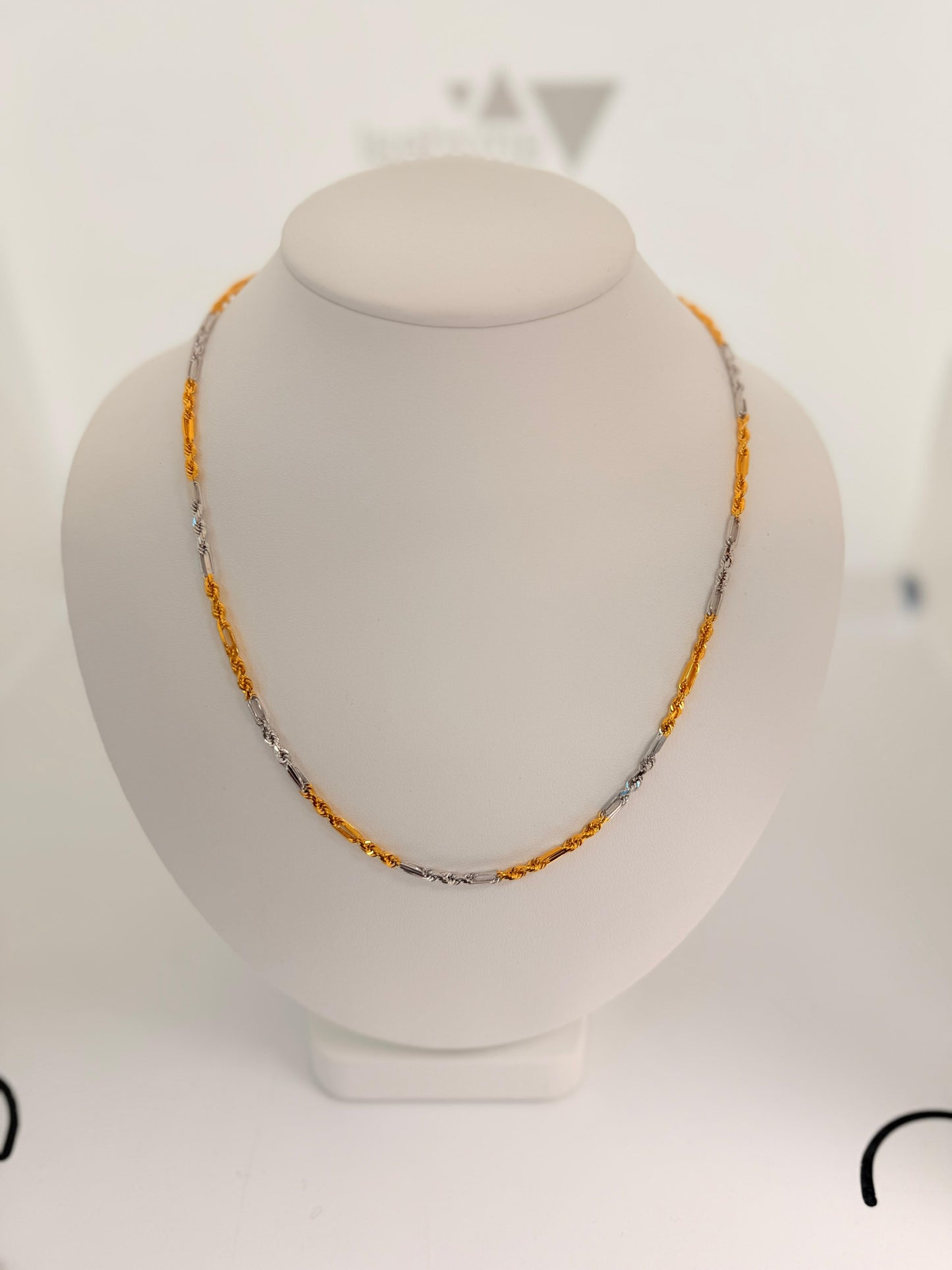 22KT TWO TONE ROPE GOLD CHAIN 18.1 GM