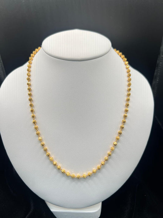 22K Gold Floral Bead Necklace 13.4 GM