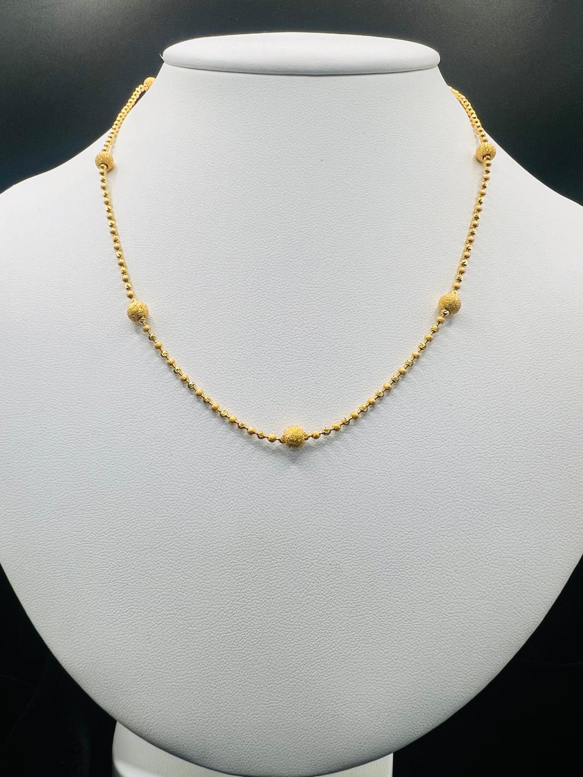 22KT Gold Textured Bead Chain 10.6gm