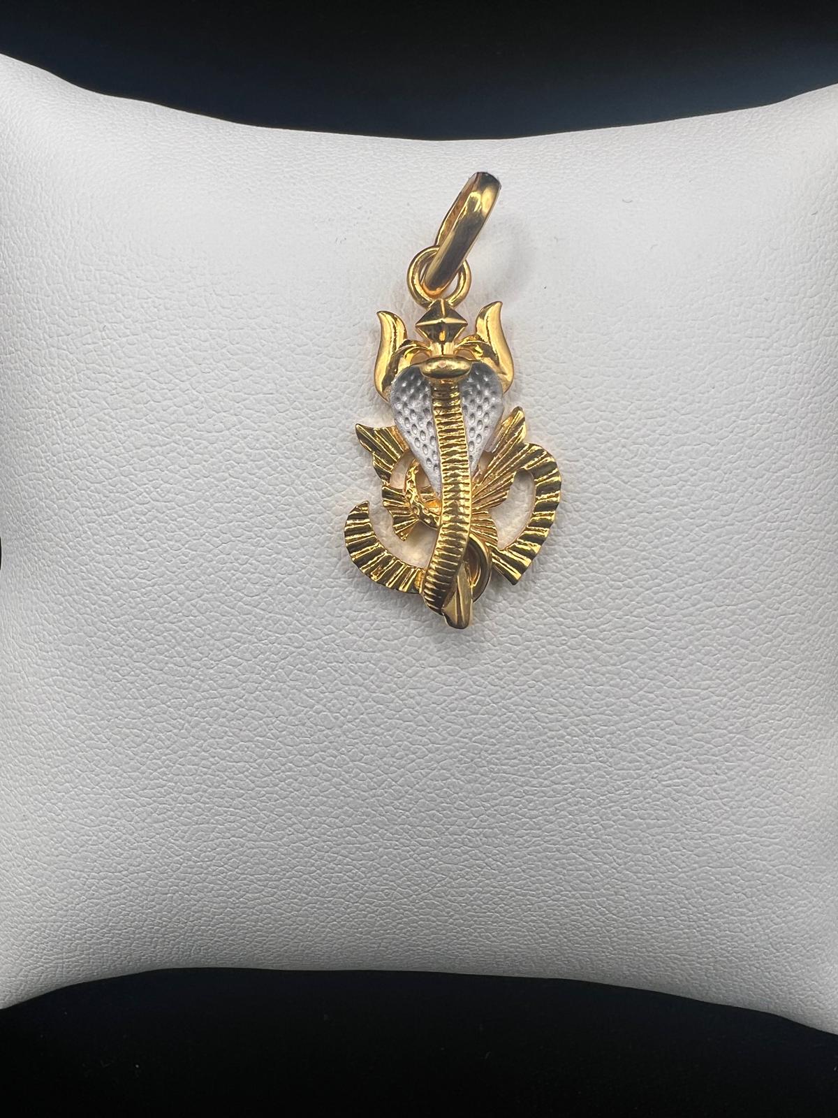 22KT Gold Naga (Snake) Trishul Charm 4GM
