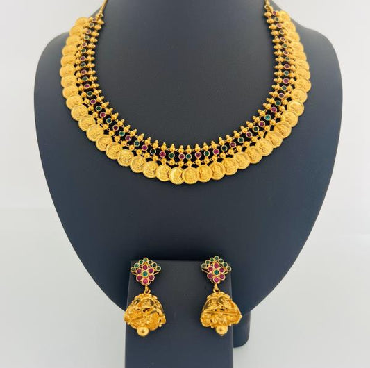 22KT GOLD COLOR STONE KASUMALA SET 58.5GM