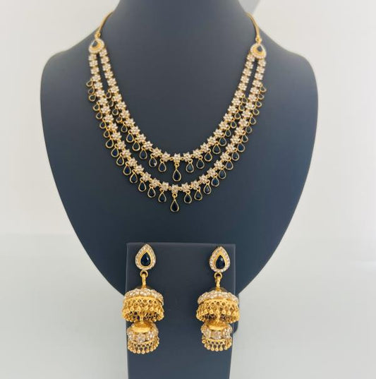 22KT GOLD SAPPHIRE/CZ COLOR STONE SET 76.1GM