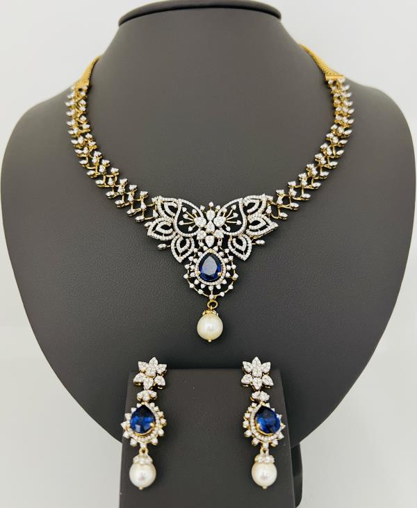 18KY DIAMOND\SAPPHIRE SET 3.94 CT GOLD WT 62.17 GM