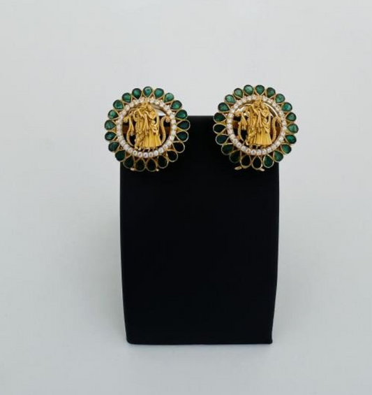 22KT Gold Emerald Earrings 14.6GM, E: 4.90Ct, CZ: 1.70
