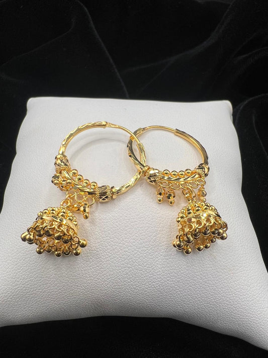 22KT Jhumki Hoop Earrings 7.6gm