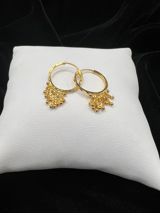 22KT Golden Tassel Hoops 7.6gm