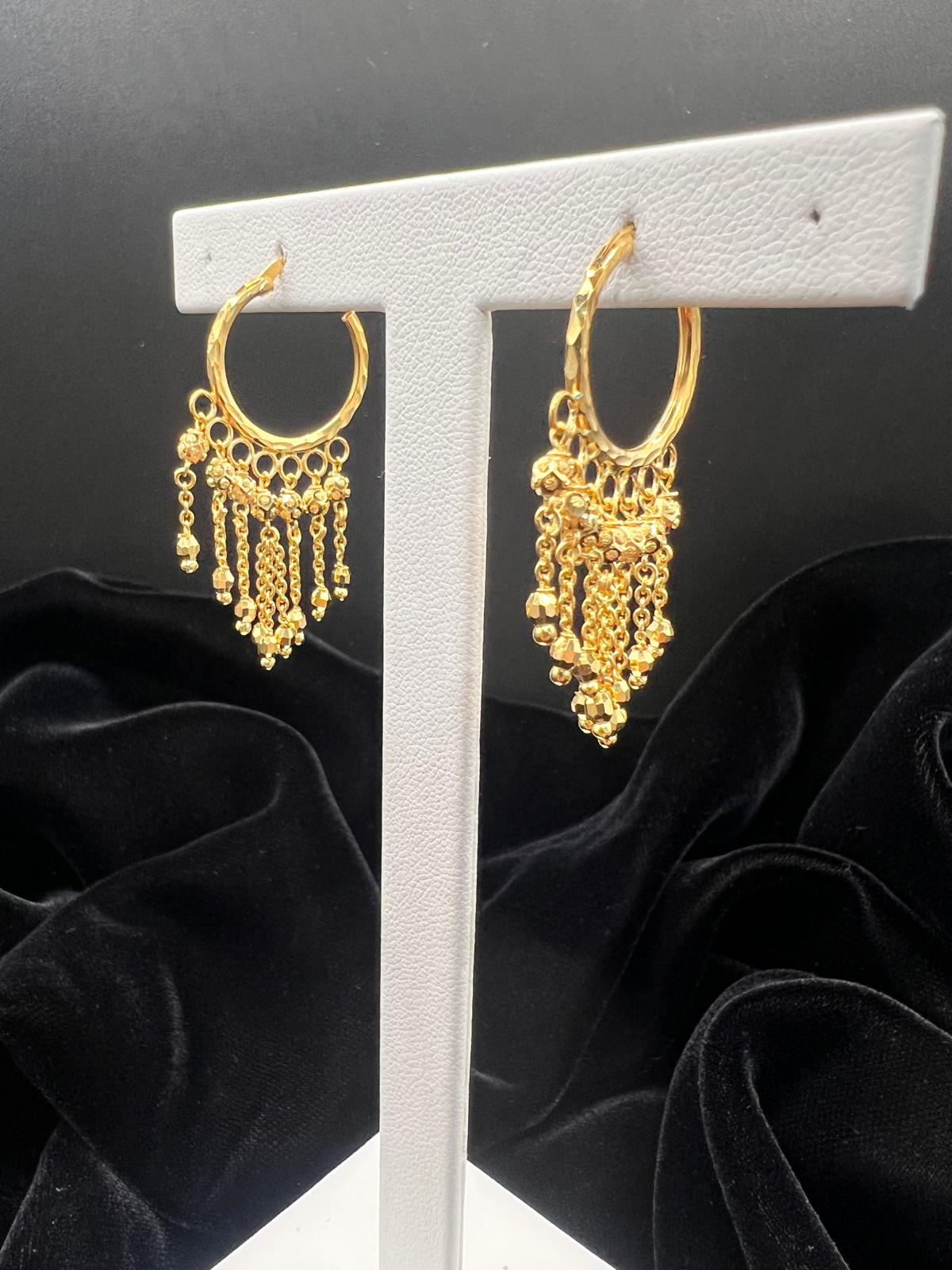 22KT Chandni Tassel Hoop Earrings 7.6GM