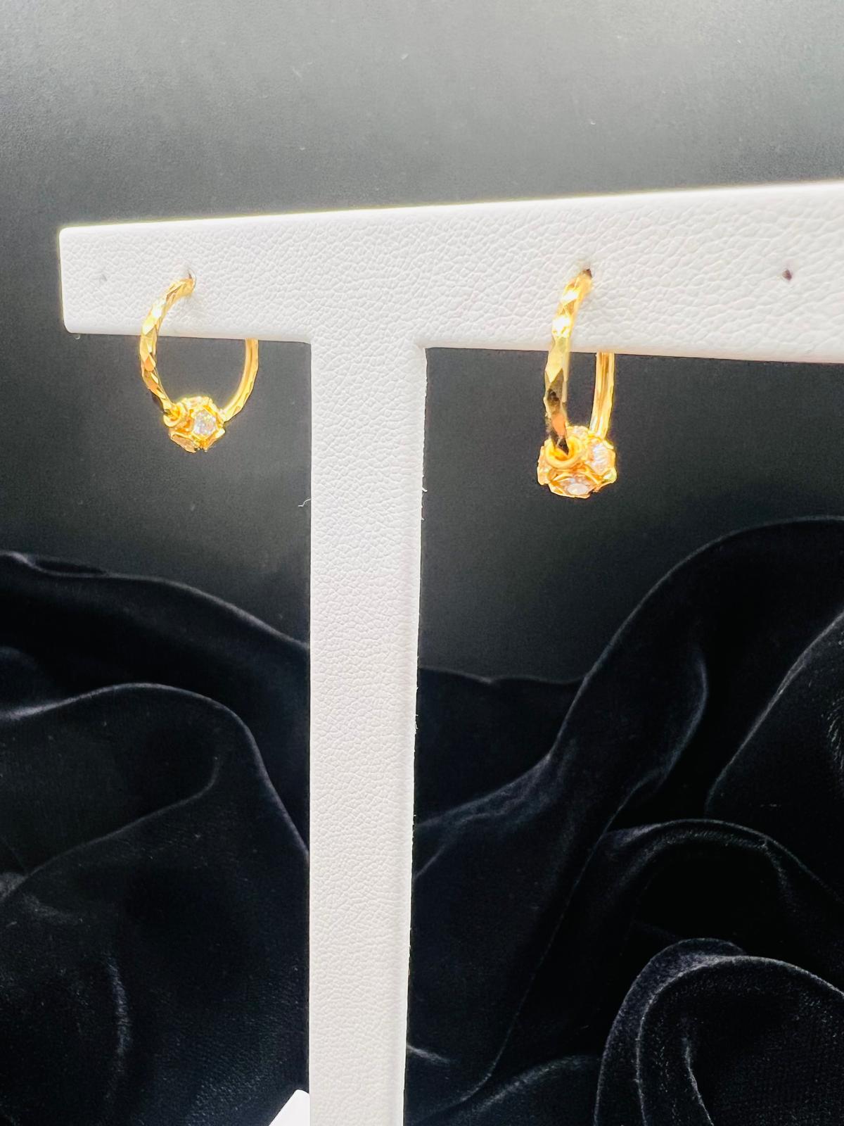 22KT Two-Tone Huggie Earrings 1.9gm