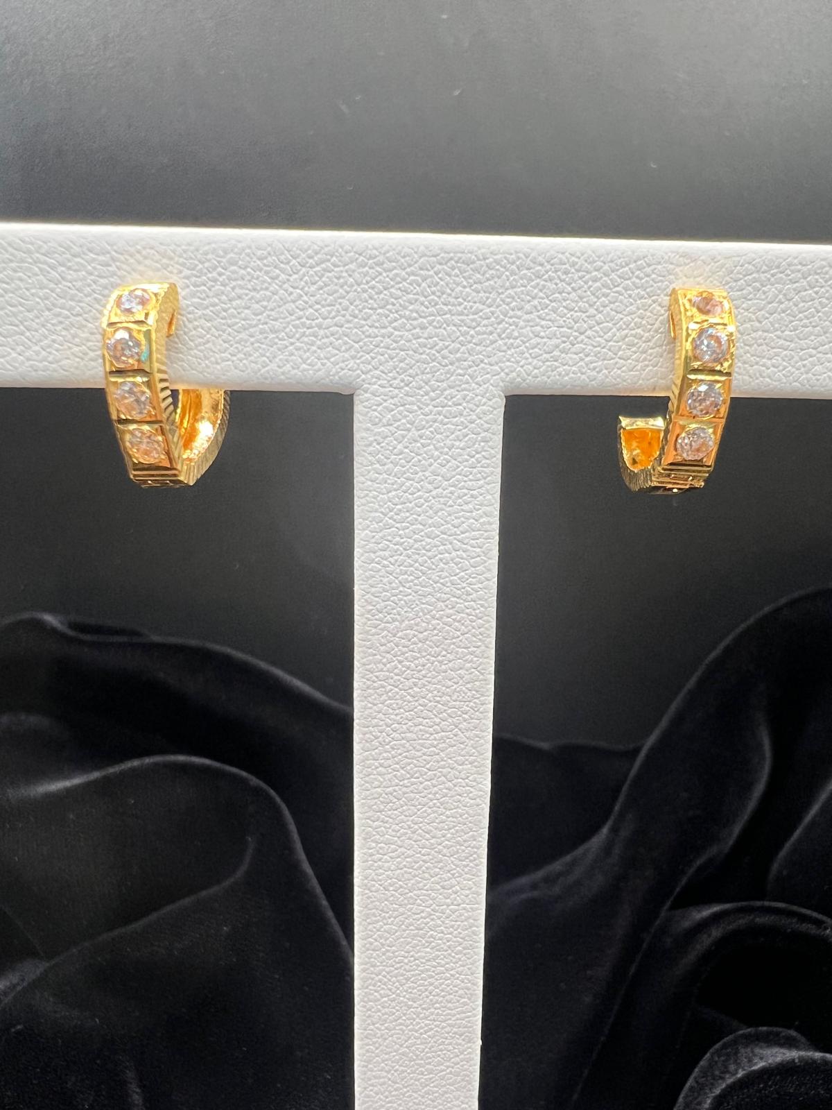 22KT Two-Tone Huggie Earrings 3gm