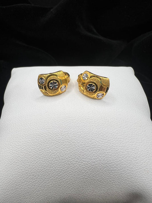 22KT Two-Tone Gold Statement Stud Earrings 2.8gm