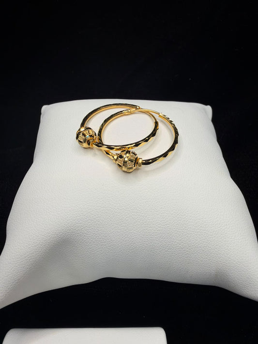 22KT Gold Beaded Hoop Earrings 3.4gm