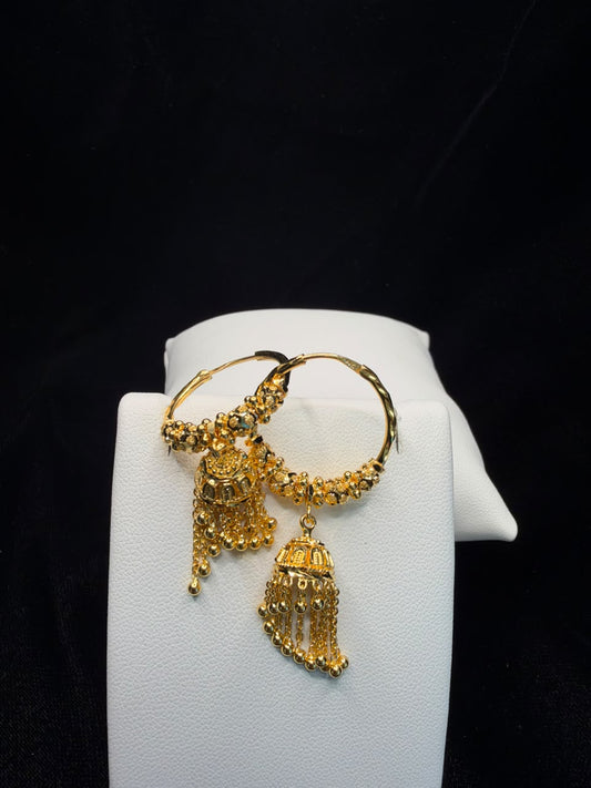 22KT Gold Jhumka Hoop Earrings 8gm