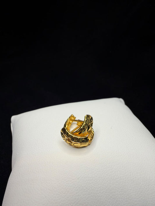 22KT Gold Textured Huggie Earrings 2.5gm