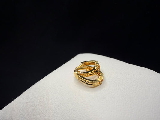 22KT Gold Geometric Textured Huggie Earrings 1.3gm