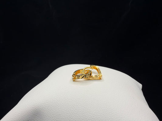 22KT Gold Geometric Textured Huggie Earrings 1.3gm