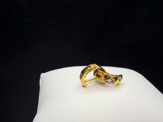22KT Gold Two-Tone Textured Huggie Earrings 2.6gm