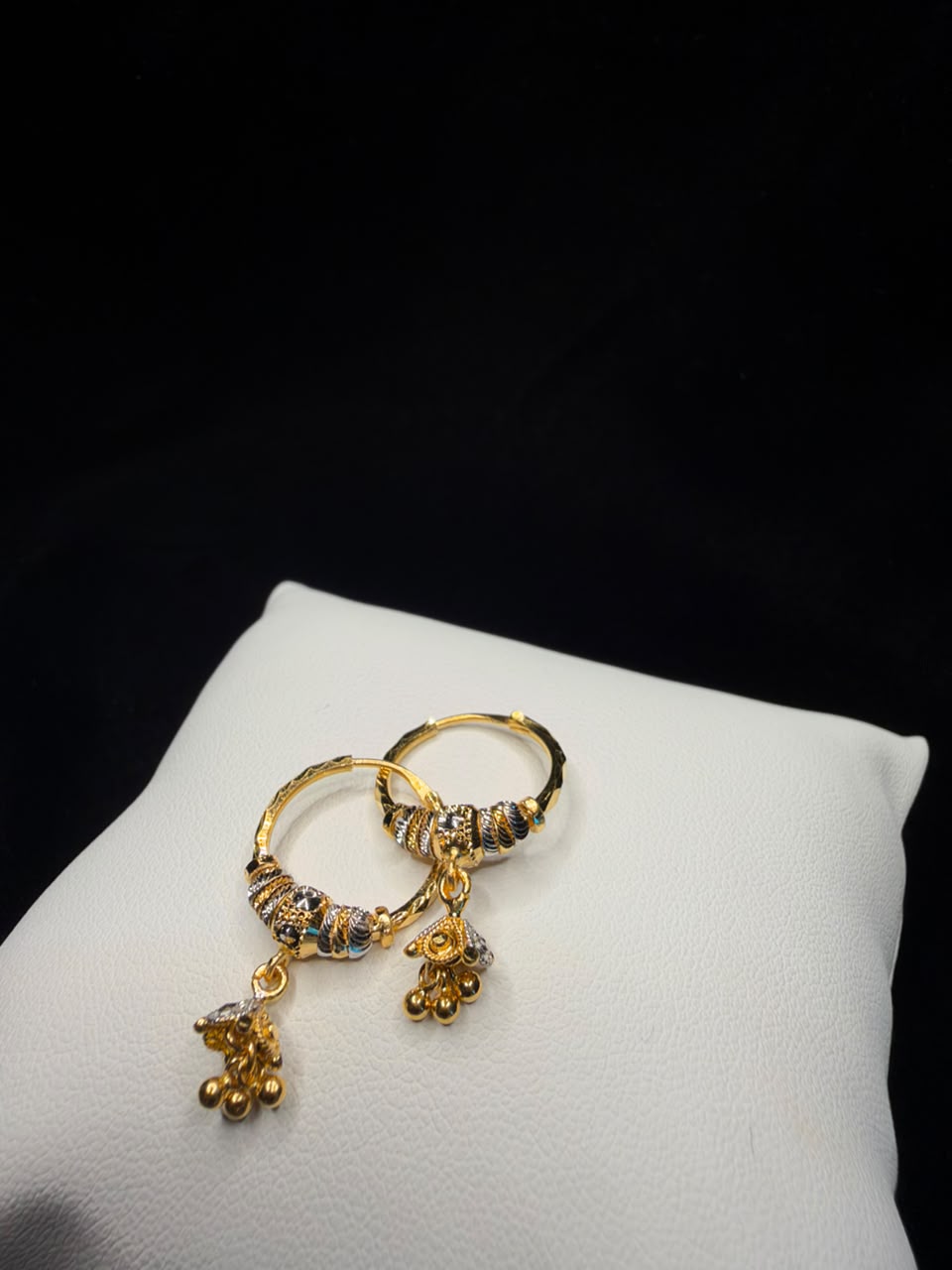 22KT Gold Two-Tone Jhumka Drop Earrings 3.4gm