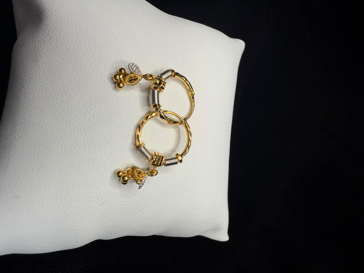 22KT Gold Two-Tone Jhumka Drop Earrings 2.6gm