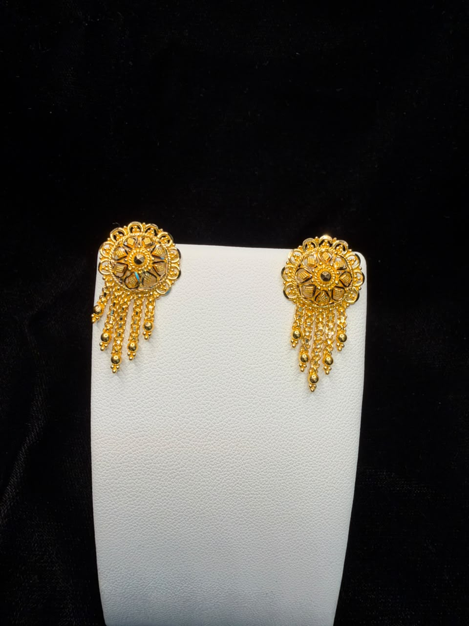 22KT Gold Floral Tassel Drop Earrings 6.3gm