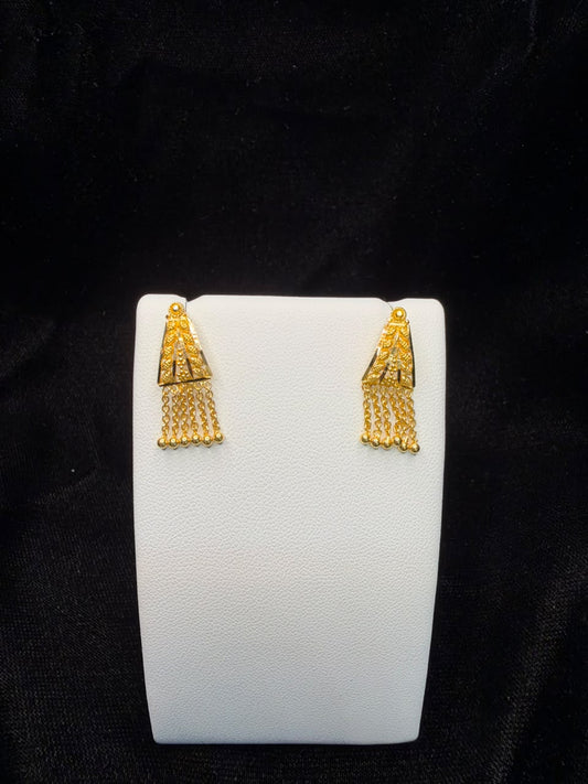 22KT Gold Geometric Tassel Drop Earrings 3gm