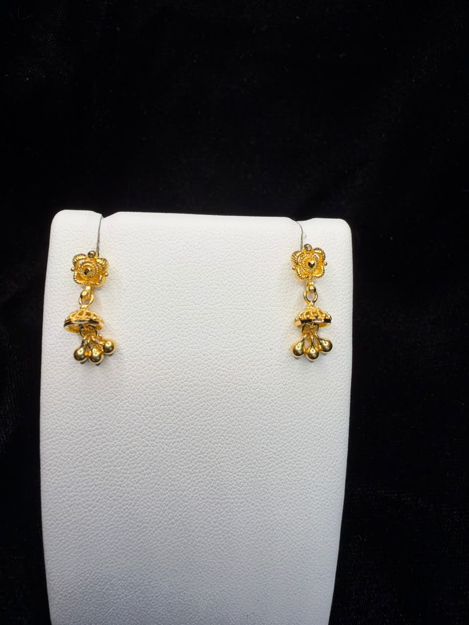 22KT Gold Rose Jhumka Drop Earrings 2.5gm