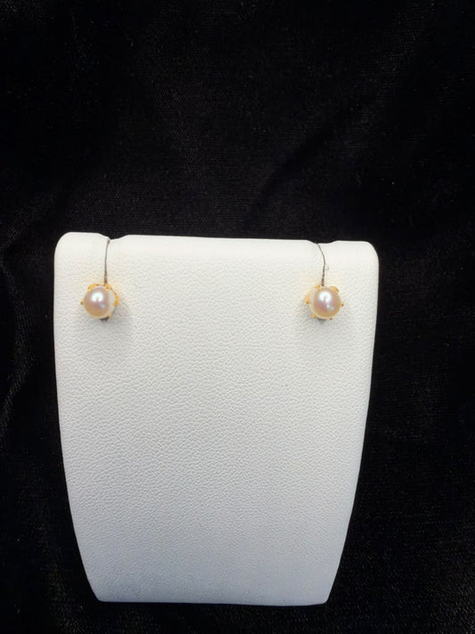 22KT Gold Pearl Stud Earrings 1.4gm
