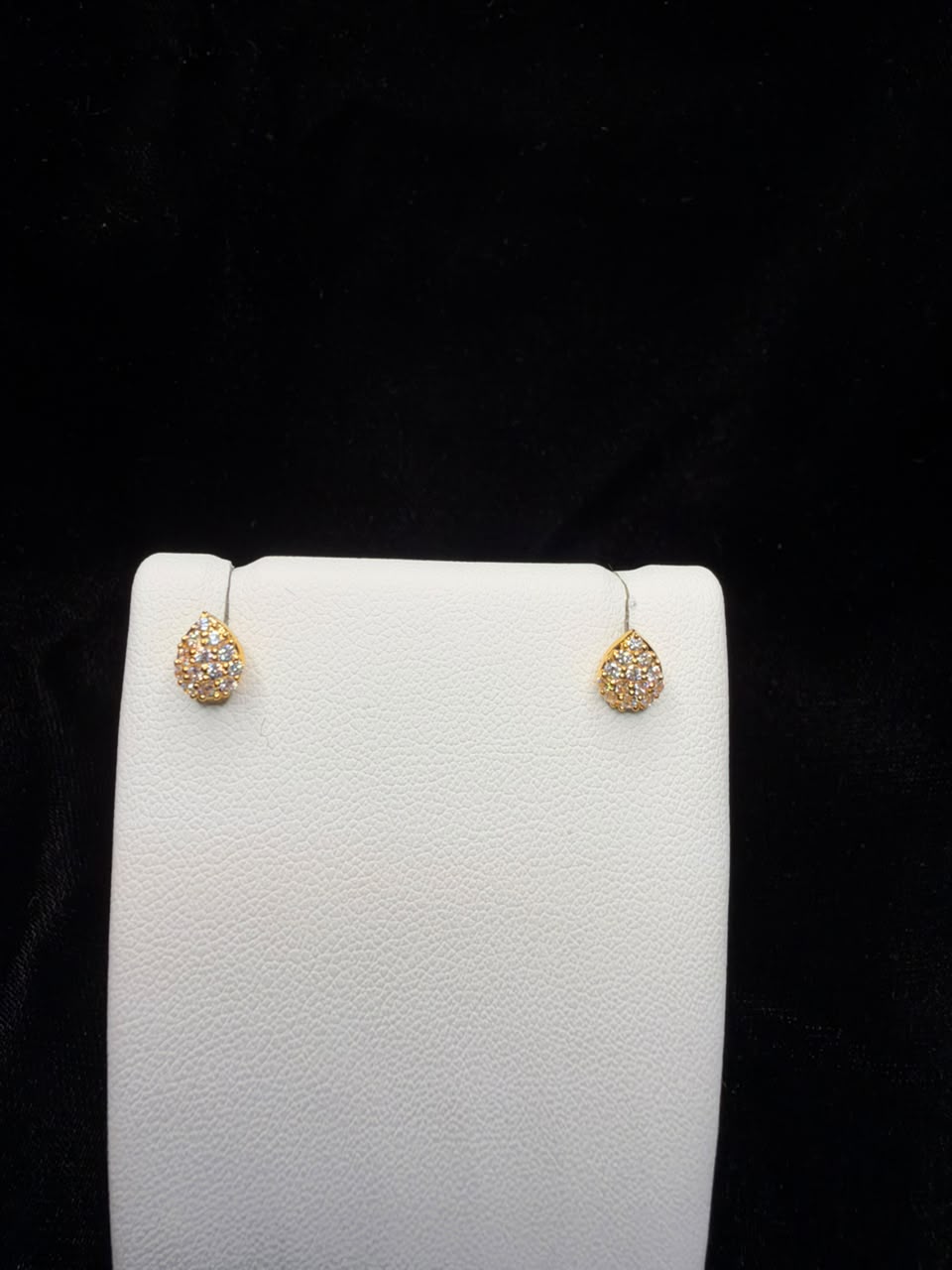 22KT Gold Teardrop Stone Stud Earrings 1.3gm