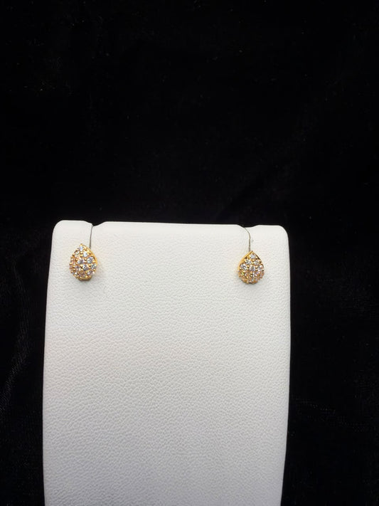 22KT Gold Teardrop Stone Stud Earrings 1.3gm