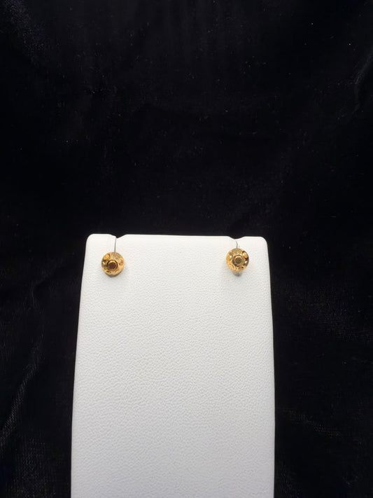 22KT Gold Textured Round Stud Earrings 2.2gm